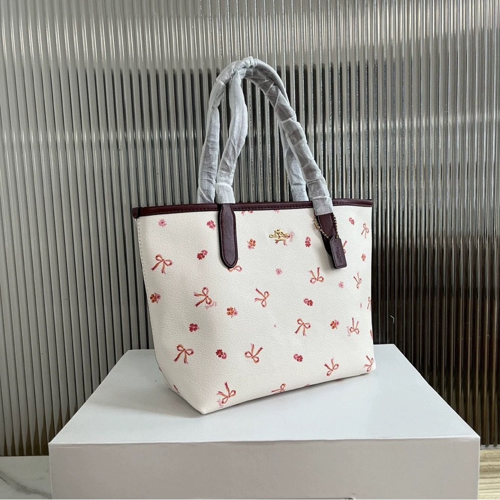 Coach Women's White & Red Mini City Bow Tie Print Tote - Picture 5 of 9
